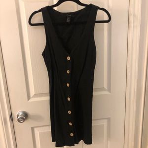 Forever 21 Size Small Linen Black Button Up Dress